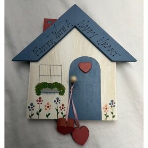 VTG Hand Painted Wood Cottage Sign Plaque, Enter With A Happy Heart Robin's Nest